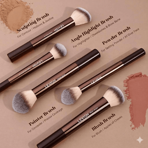16PCS Makeup Brush Set Travel Makeup Brushes for Liquid Powder Contour Concealer Cream Cosmetics Blending Eyeshadow Eyeliner (Coffee)