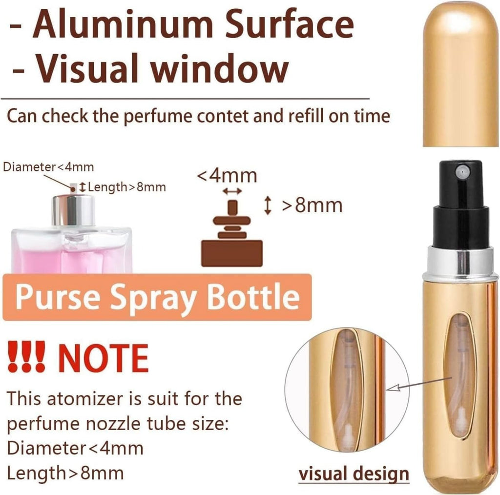 4PCS Travel Perfume Atomiser Refillable, Small Portable Empty Spray Bottle, Perfume Portable Empty Cologne Refill Pump Dispenser for Outdoor Travel Business
