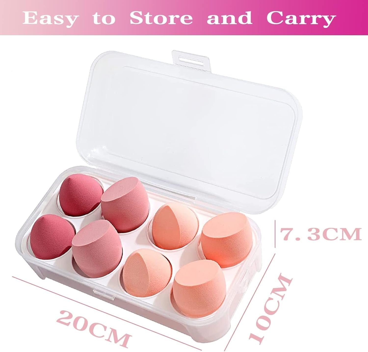 8-Pack Make up Sponge Set, Face Beauty Make Up Sponges Blender Makeup Eggs with Case Latex-Free Vegan Foundation Applicator Makeup Puff for Powder Cream