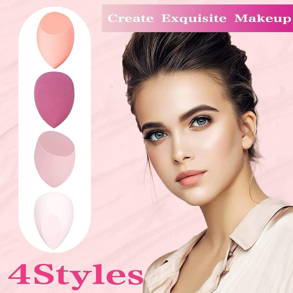 8-Pack Make up Sponge Set, Face Beauty Make Up Sponges Blender Makeup Eggs with Case Latex-Free Vegan Foundation Applicator Makeup Puff for Powder Cream