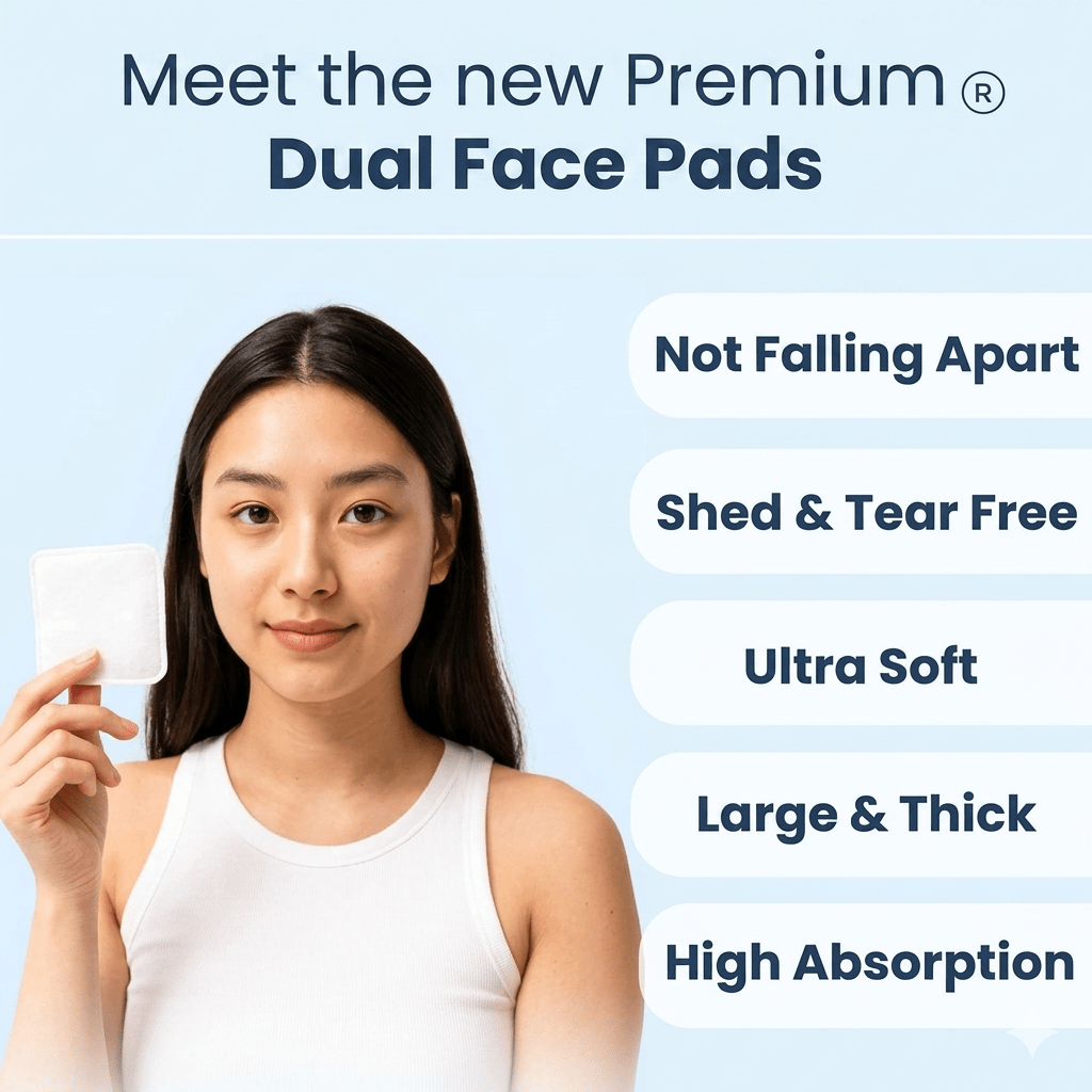 Cotton Pads Makeup for Face, 80 Large Dual Sided Makeup Remover Toner Micellar Water Pads, Lint & Tear Free, No Shedding, Triple Layers Skincare Pads, Textured & Ultra Soft Side - 1 Pack