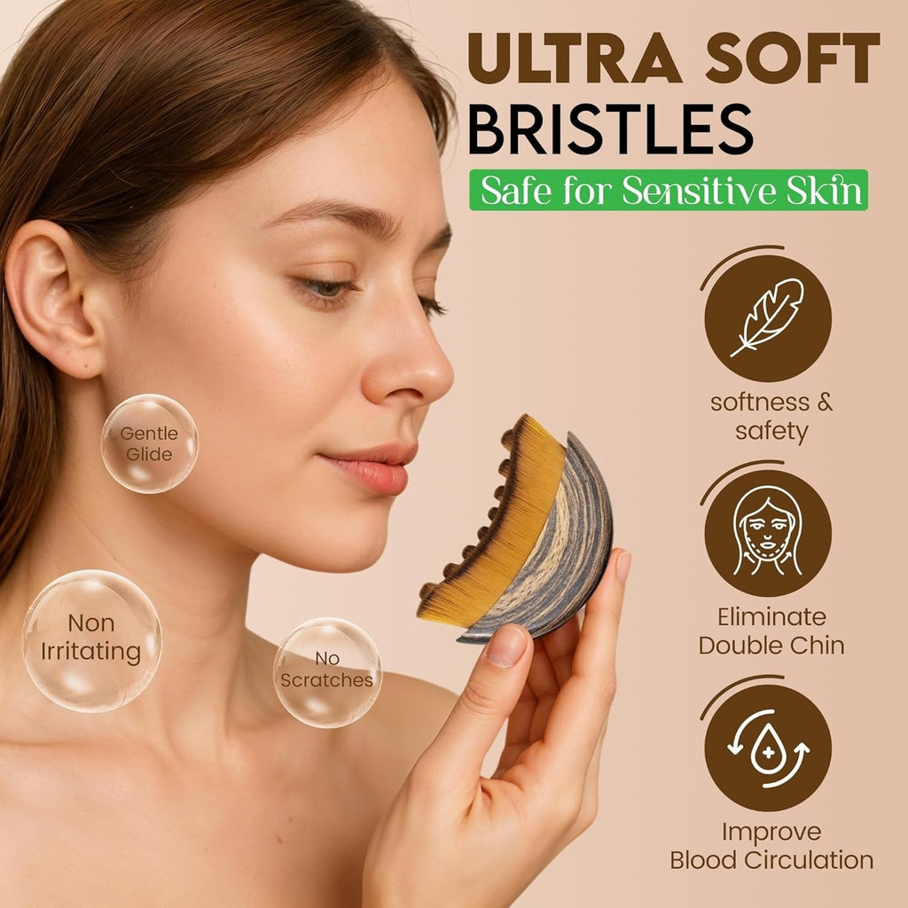 Lymphatic Contour Face Brush-Facial Dry Brush-Lymphatic Drainage Massager,Soft Dry Brushing Beauty Tool for Jawline, Chin & Facial Sculpting Designed to Fit Precisely and Relieve Fatigue
