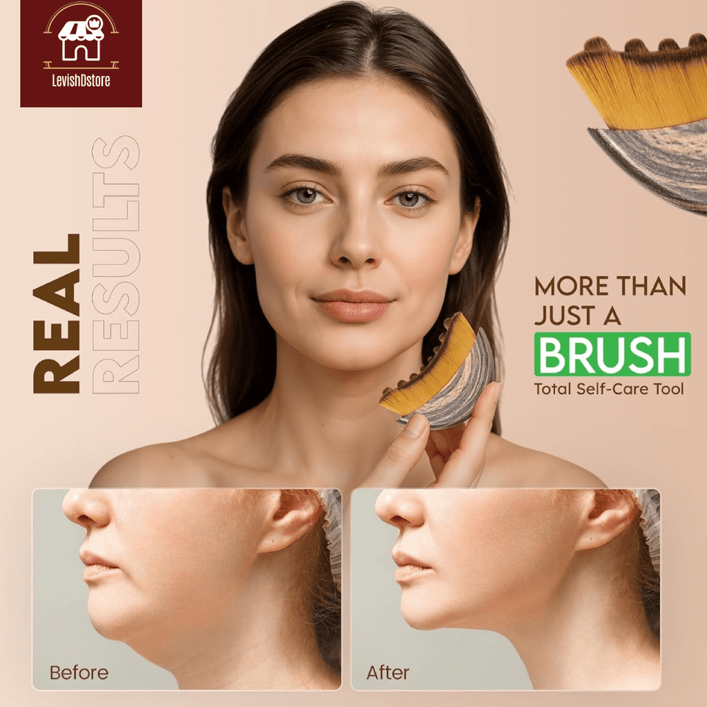Lymphatic Contour Face Brush-Facial Dry Brush-Lymphatic Drainage Massager,Soft Dry Brushing Beauty Tool for Jawline, Chin & Facial Sculpting Designed to Fit Precisely and Relieve Fatigue