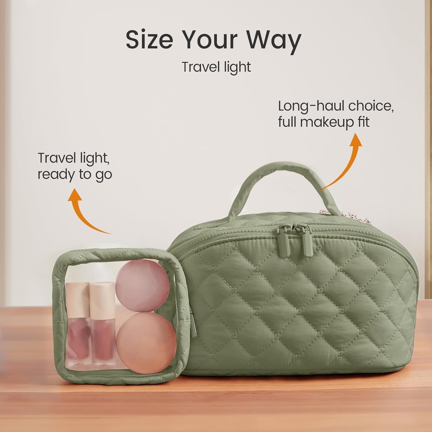 Waterproof Makeup Bag & Makeup Organizer - Travel Toiletry Bag, 180° Lay-Flat Large Cosmetic Case, Puffy Padded Travel Organizer for Brushes & Cosmetics, Perfect Valentine Gifts for Women