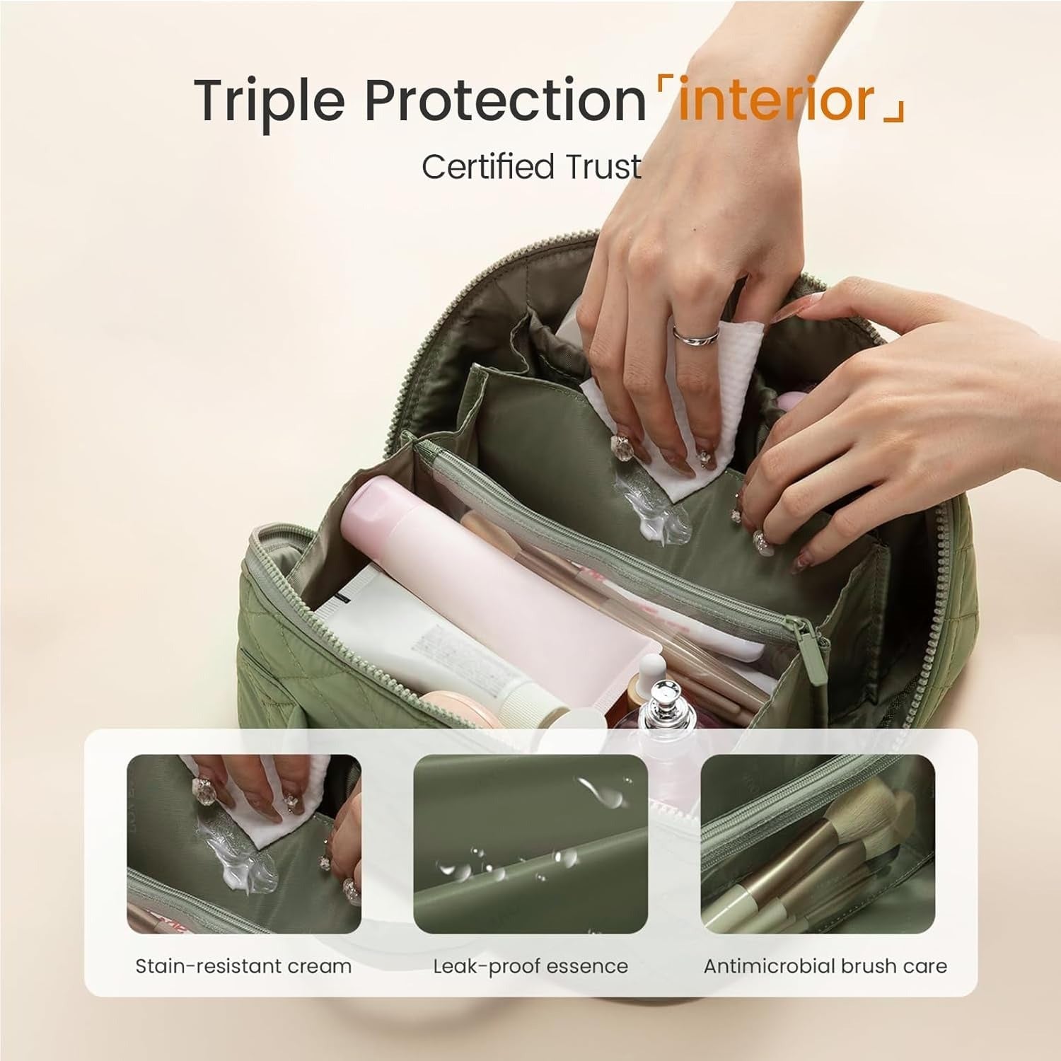Waterproof Makeup Bag & Makeup Organizer - Travel Toiletry Bag, 180° Lay-Flat Large Cosmetic Case, Puffy Padded Travel Organizer for Brushes & Cosmetics, Perfect Valentine Gifts for Women